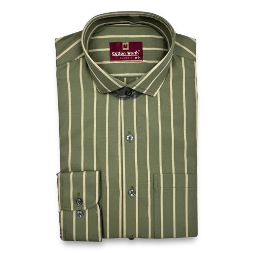 Cotton Worth Classic Stripes Commando Green CGRN 001