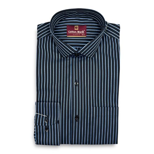 Cotton Worth Classic Stripes DBlue003