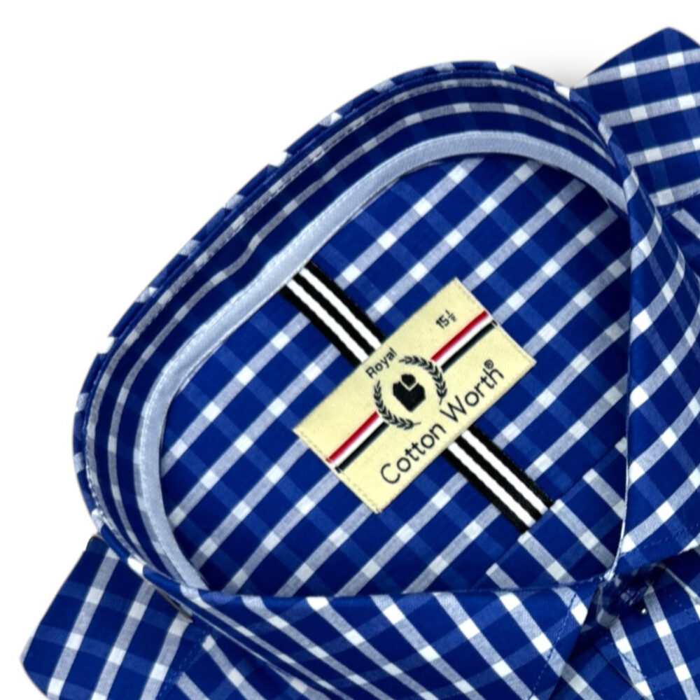 Cotton Worth Royal Check Semi Formal-BLU01 - Image 2