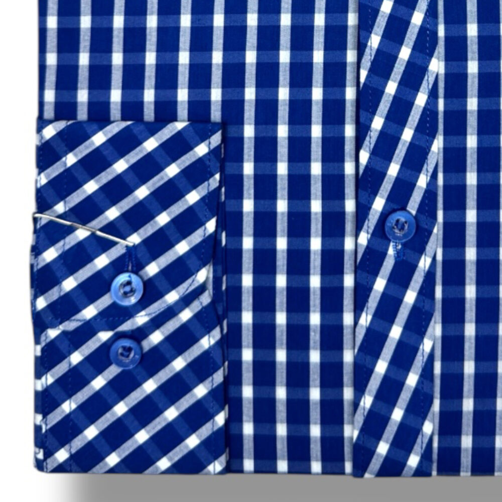 Cotton Worth Royal Check Semi Formal-BLU01 - Image 3