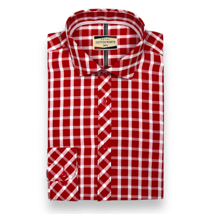 Cotton Worth Royal Check Semi Formal 002 Red