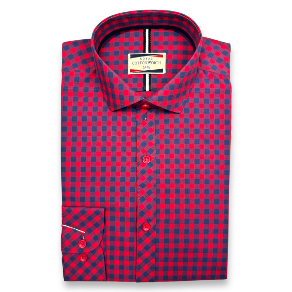 Cotton Worth Royal Check Semi Formal rdblu004