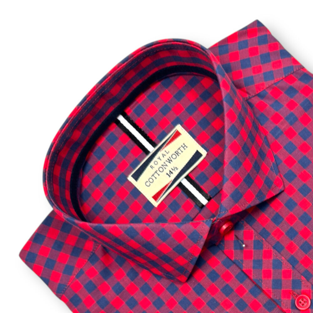 Cotton Worth Royal Check Semi Formal rdblu004 - Image 2
