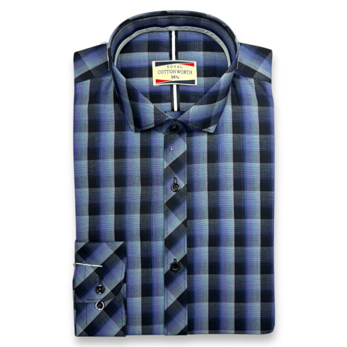 Cotton Worth Royal Check Semi Formal GRYbl005
