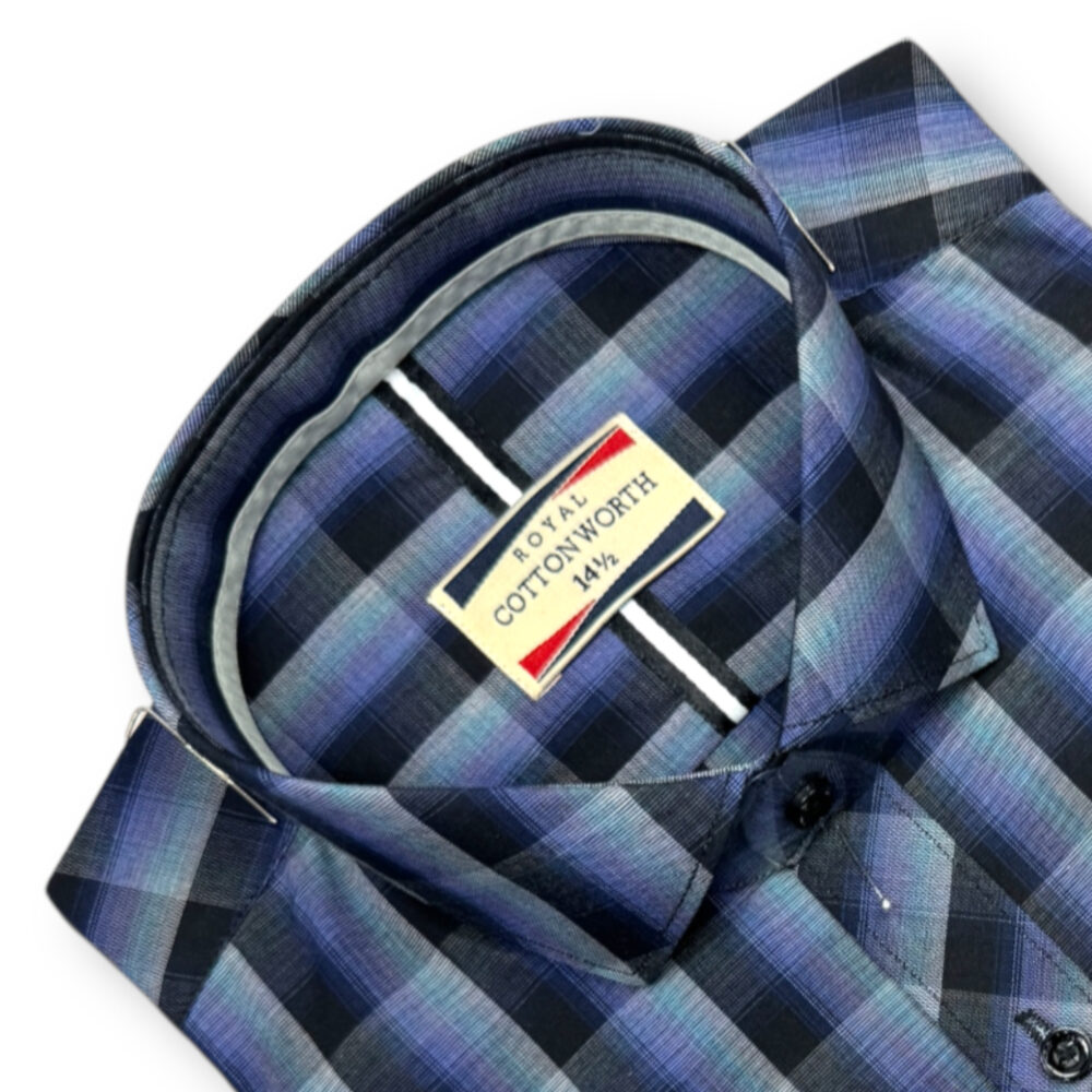 Cotton Worth Royal Check Semi Formal GRYbl005 - Image 2