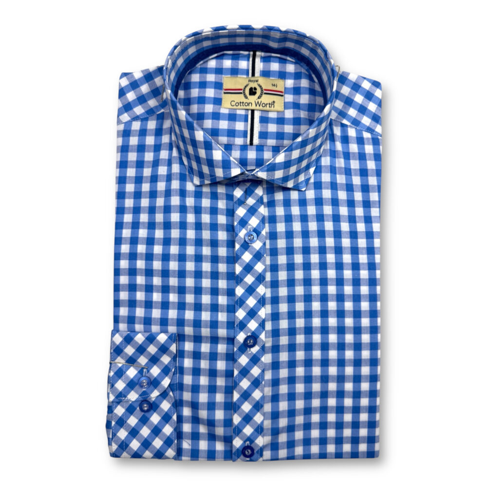Cotton Worth Royal Check Semi Formal Blu007