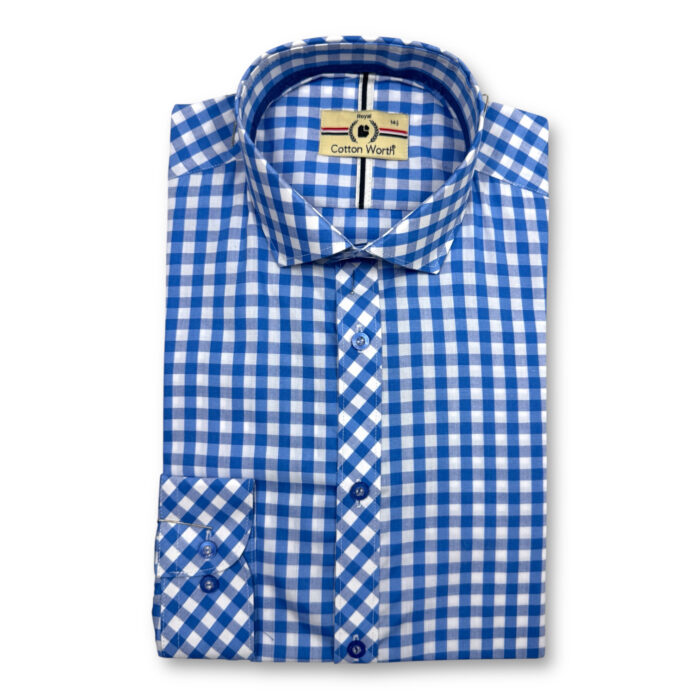 Cotton Worth Royal Check Semi Formal Blu007