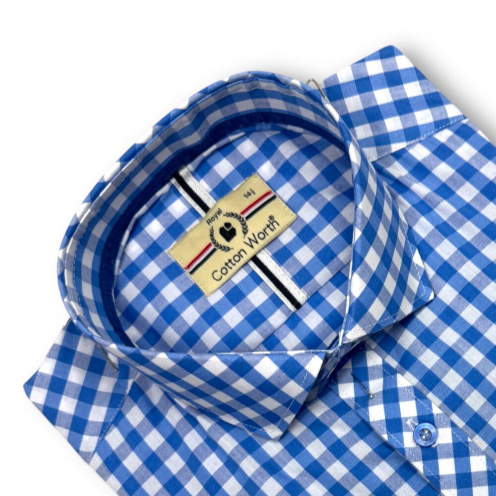 Cotton Worth Royal Check Semi Formal Blu007 - Image 2