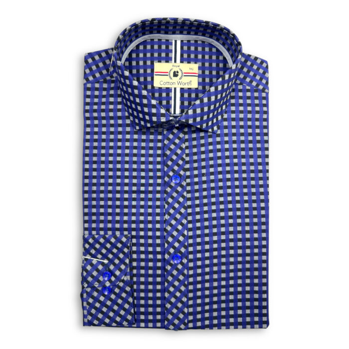 Cotton Worth Royal Check Semi Formal Blu008