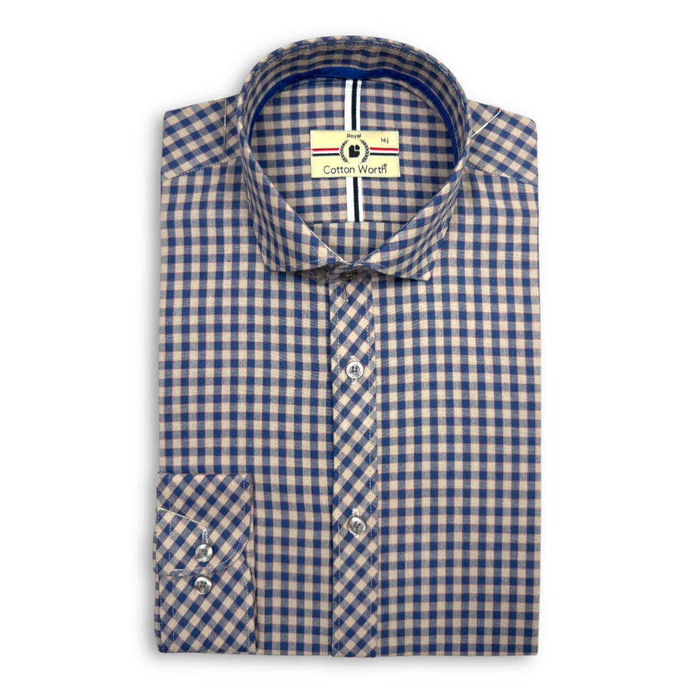 Cotton Worth Royal Check Semi Formal sknblu09