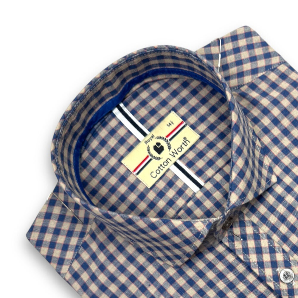 Cotton Worth Royal Check Semi Formal sknblu09 - Image 2