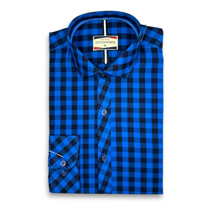 Cotton Worth Royal Check Semi Formal blue13