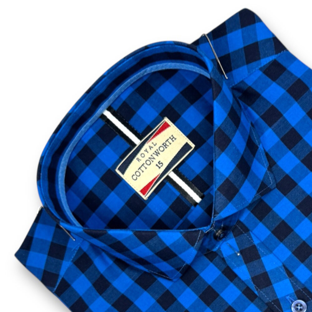 Cotton Worth Royal Check Semi Formal blue13 - Image 2