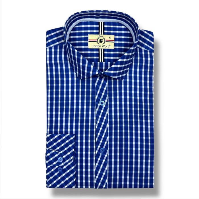 Cotton Worth Royal Check Semi Formal-BLU01
